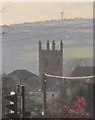 Callington: church tower and wind turbine