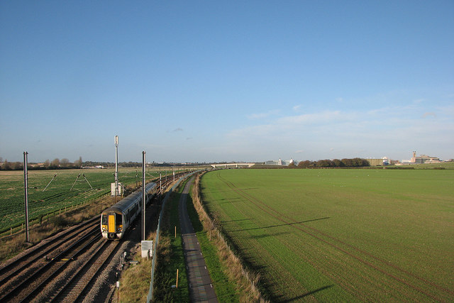 Great Shelford: a wide view from the new footbridge