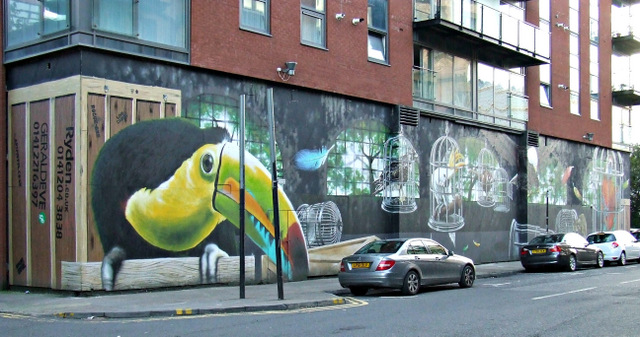 Graffiti style murals on Howard Street