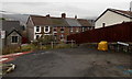 Yellow grit box at a tight bend in Danygraig Street, Graig, Pontypridd