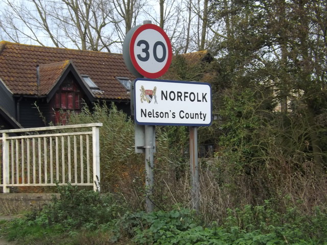 Norfolk County sign on the B1077 Stuston Road