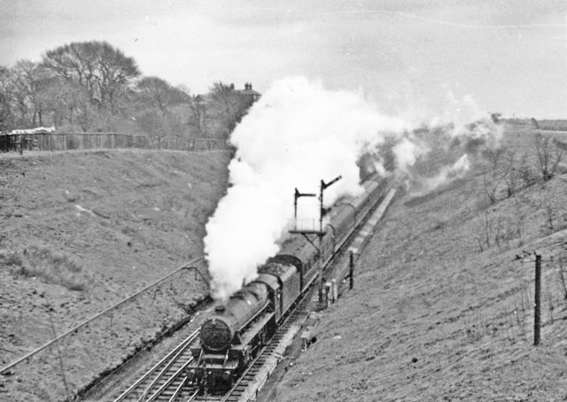 Southward on the WCML at Boar's Head Junction, north of Wigan 1962