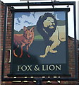 Sign for the Fox & Lion, Leyland