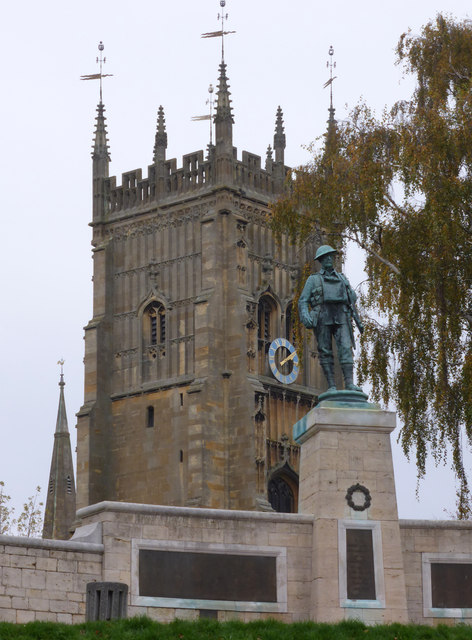 Evesham - War Memorial and Abbey remains