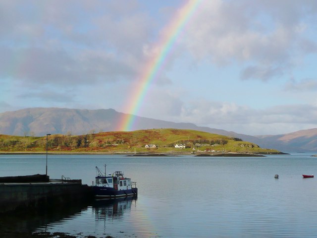 The Lismore ferry and a rainbow