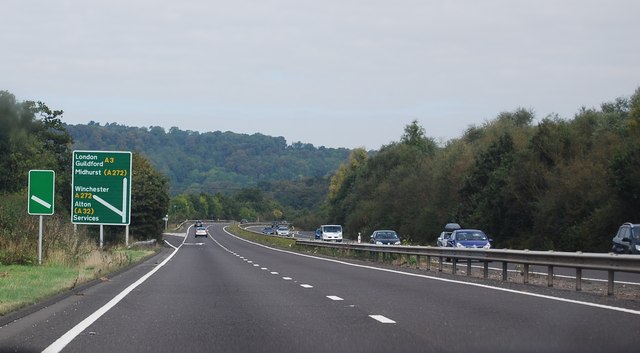 A3 approaching the A272 junction