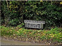 TM1582 : Dickleburgh Road sign by Geographer