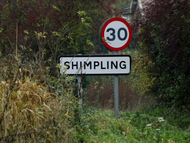 Shimpling Village name sign on Dickleburgh Road