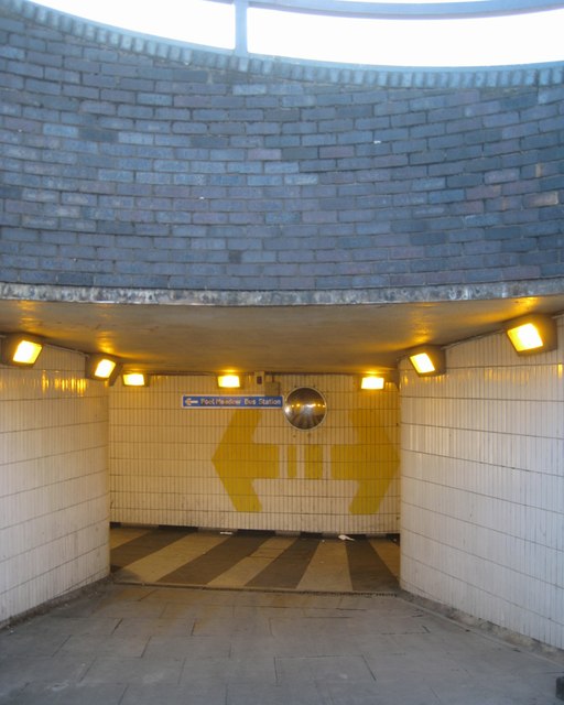 Entrance to subway to Pool Meadow bus station and a car park, Coventry