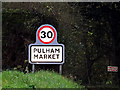 Pulham Market Village Name sign on Tivetshall Road