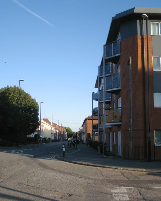 View southeast past Bodiam Hall down Lower Ford Street, Coventry