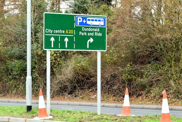 New park and ride direction sign, Dundonald (December 2014)