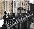 O1633 : Mount Street Upper: sunlit railings by John Sutton