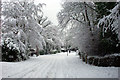 Church Road, Worth, after snow