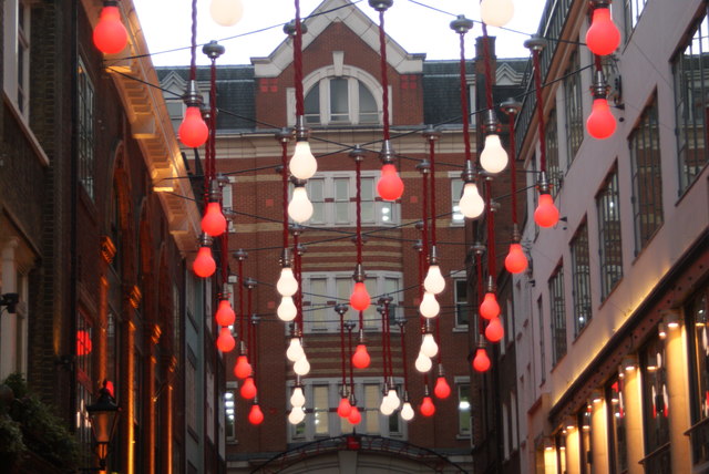 View of the Ganton Street Christmas decorations from Carnaby Street