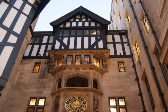 View of the clock next to Liberty's from Great Marlborough Street