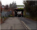 SU5290 : Low and narrow bridge ahead, Cow Lane, Didcot by Jaggery
