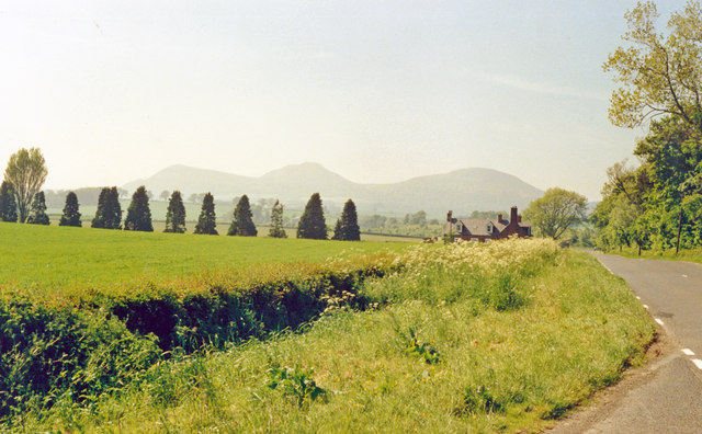 Eildon Hills from A68 near Ancrum Moor, 1988