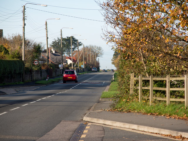 The B3233, Yelland Road leaving Fremington