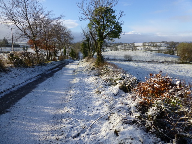 Snow along a minor road, Mullaghmore
