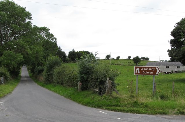 View west along Legananny Hall Road from the Legananny Cross Roads