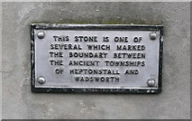 SD9927 : Plaque above township boundary stone by Humphrey Bolton