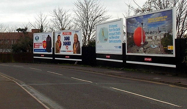 Four advertising hoardings in Taunton