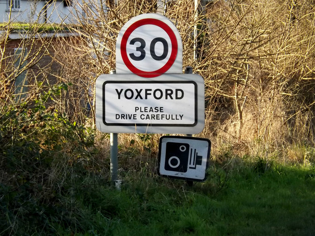 Yoxford Village Name sign on the B1122 Middleton Road
