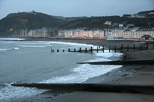 Aberystwyth sea front at dusk
