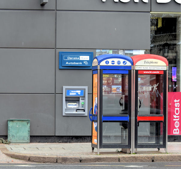 Telephone boxes, Donegall Square North, Belfast (December 2014)