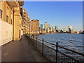 Canary Wharf as seen from Thames Path W of the entrance to Limehouse Basin