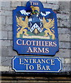 The Clothiers Arms heraldic name sign, Rodborough Stroud