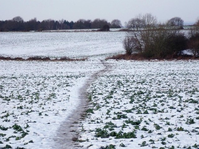 Bridleway to Stanton by Bridge in Snow