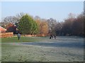 Dog walkers behind the Parkhouse Estate