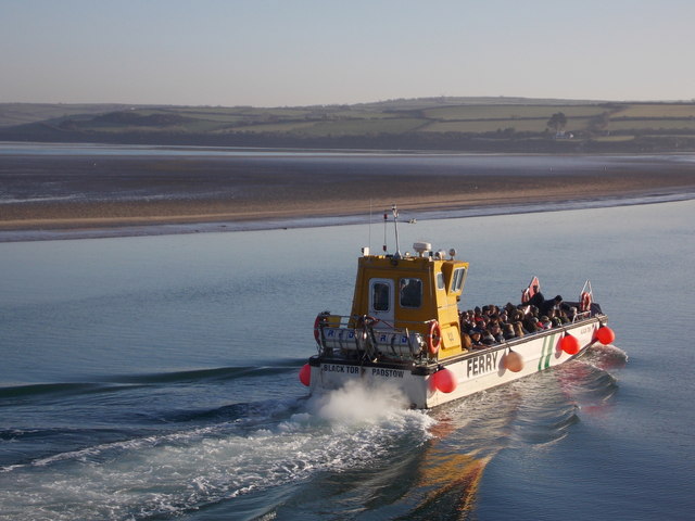 Padstow: the Rock ferry and view up the Camel estuary