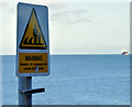 J4682 : "Waves" warning sign, Helen's Bay (January 2015) by Albert Bridge