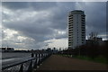 View of Barrier Point Tower from the Thames Path