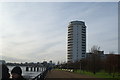 View of Barrier Point Tower from the Thames Path