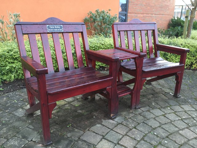 St George's Hospital, Stafford: seat outside the Learning Centre