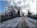 SJ4363 : Snowy Sandy Lane by Christine Johnstone