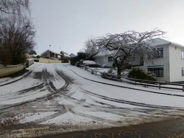 Snow tracks, Knockgreenan Avenue, Omagh