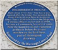 Highbridge House, blue plaque