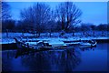 Sunken barge at dawn, Sankey Canal