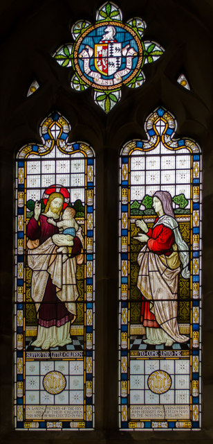 Stained glass window, St Nicholas' church, Sandhurst