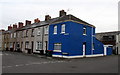 Dark blue corner of Tregare Street and Llanvair Road, Newport