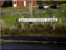 TM4457 : Saxmundham Road sign by Geographer