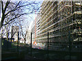 Block for demolition partly under scaffolding, Heygate Estate