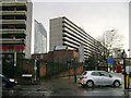 Heygate Estate, corner of Rodney Place and New Kent Road in a heavy shower