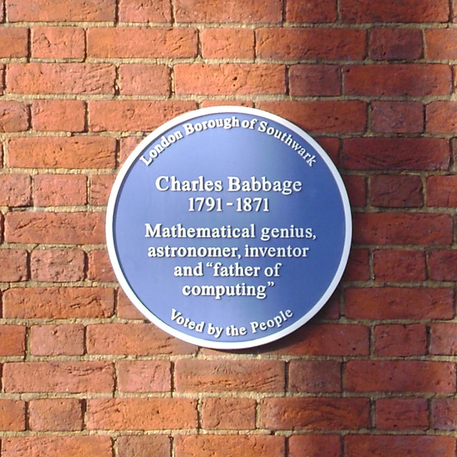Walworth Clinic – blue plaque for Charles Babbage, corner of Larcom Street