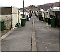 Wheelie bins in a Cwmdare lane